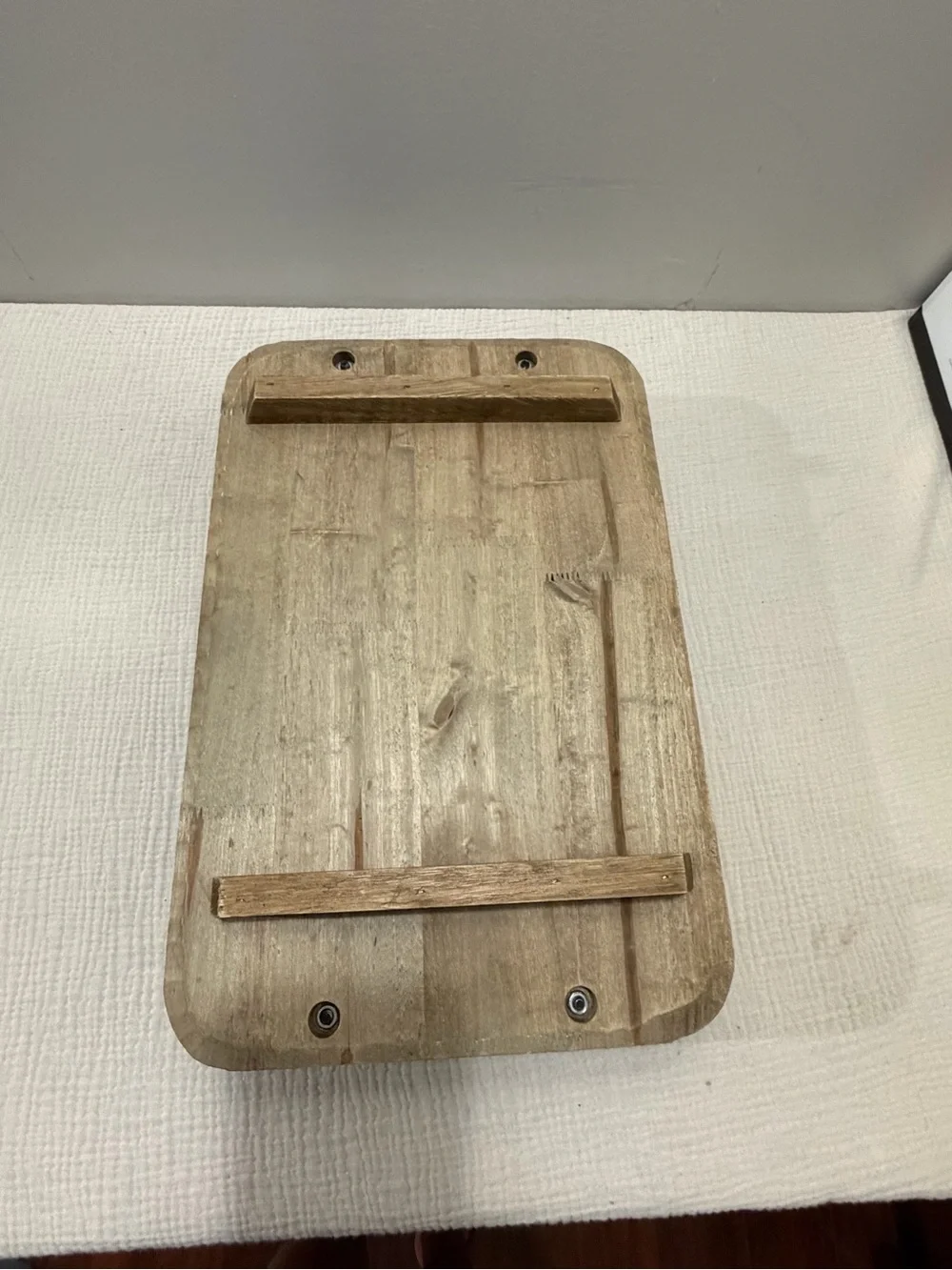Source Unknown Natural Wood Bath Vanity Tray with Black Handles